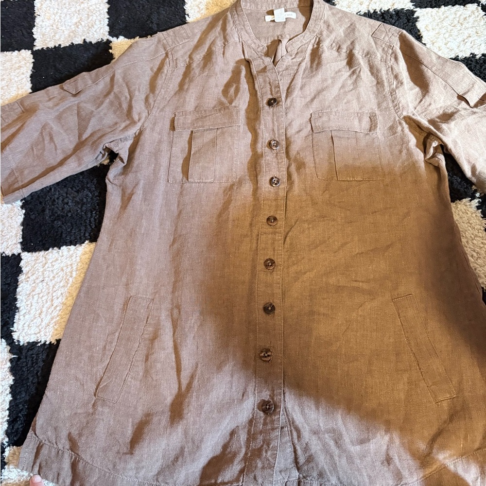 Coldwater Creek Tan Button-Up Blouse